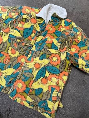 Vintage Terrycloth cover-up,retro towel jacket,swimsuit cover-up beach Hawaiian